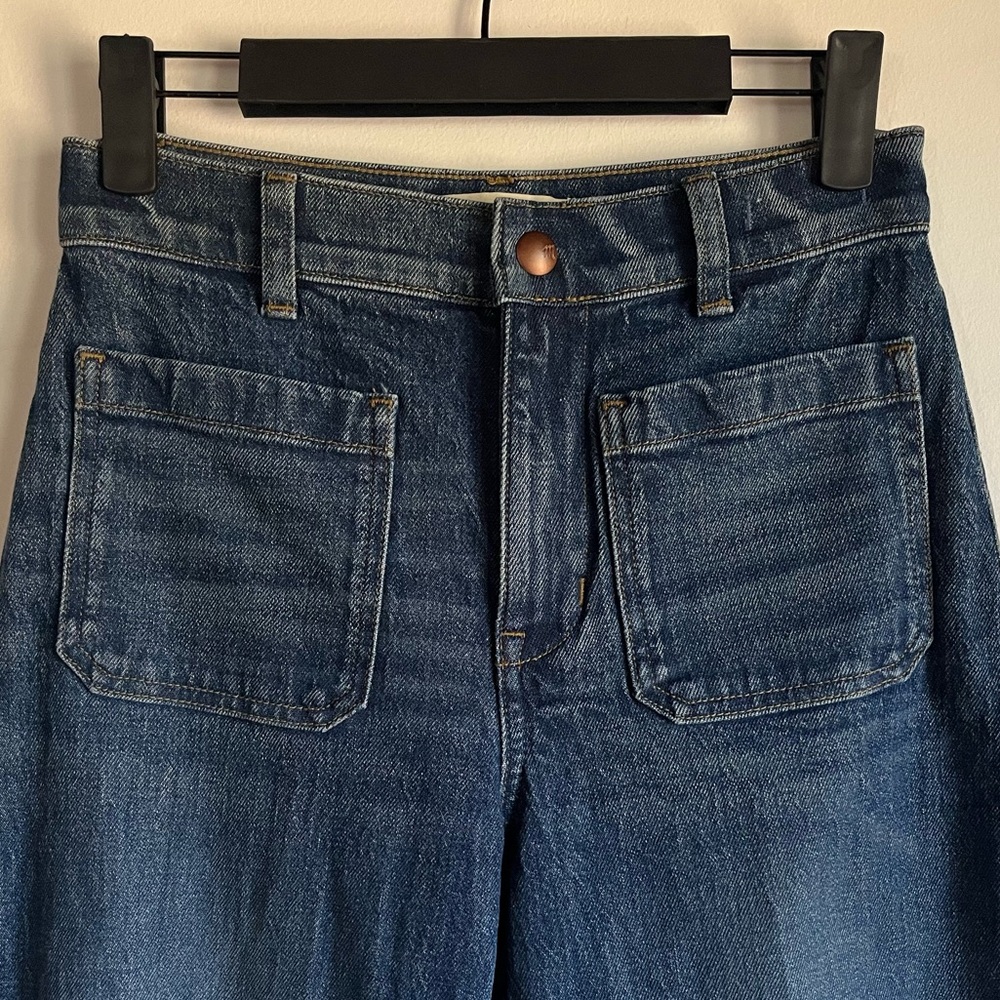 Madewell Petite Emmett Wide Leg Jean Let Down Hem Edition Archbald Wash 24P $138 - Picture 3 of 14